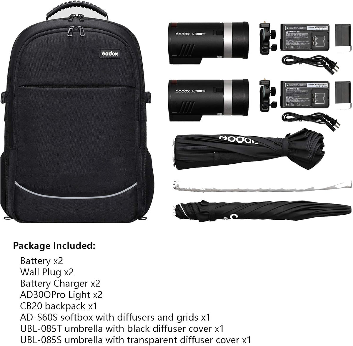 300W 2.4G TTL HSS Photography Lighting Kit F921198