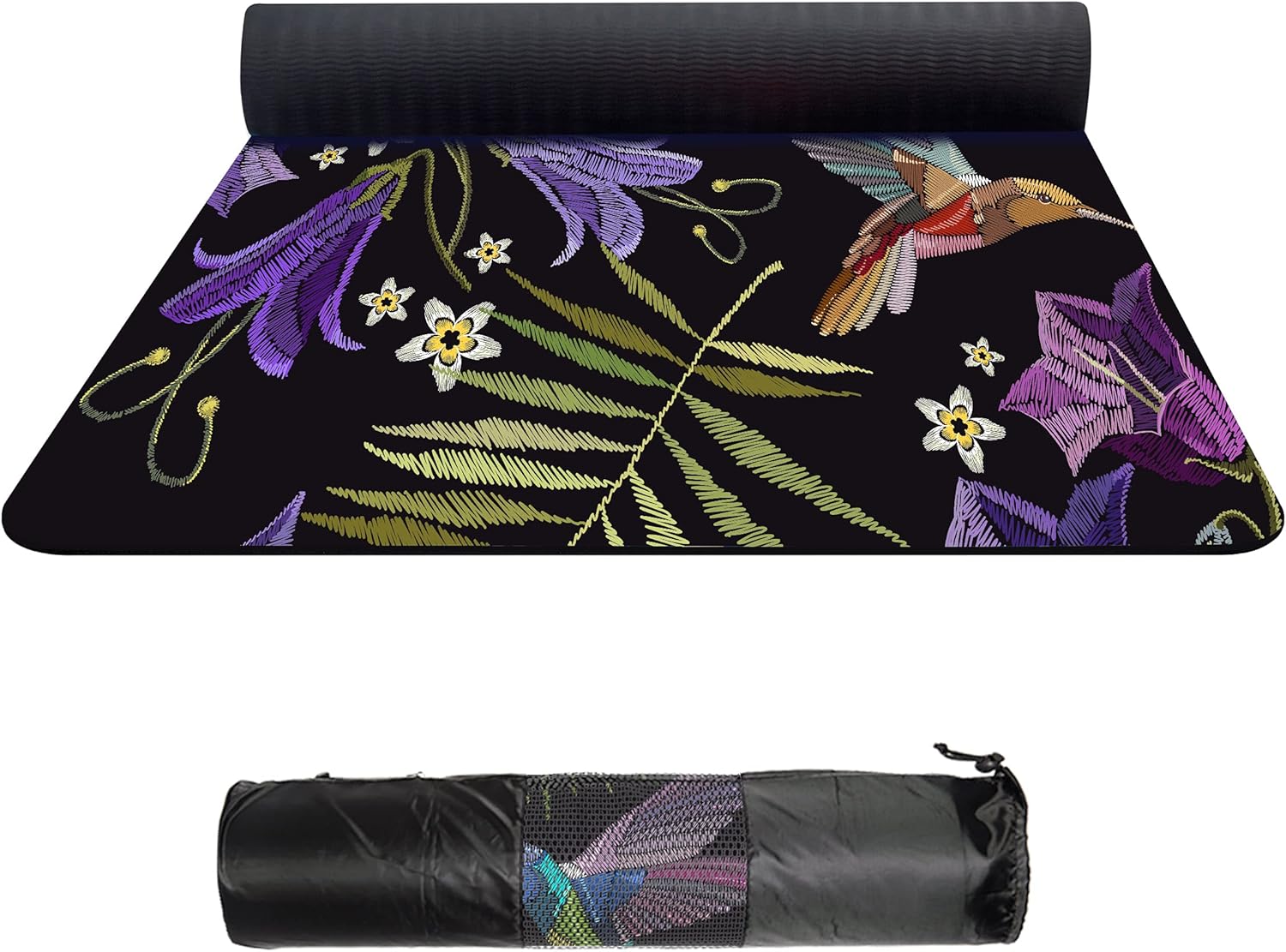Suede TPE Yoga Mat with Carrying Bag, 72x32 Extra Thick 8MM C809443