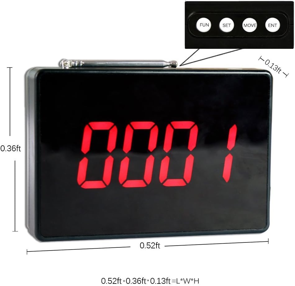 Wireless Calling System with 10 PCS Waterproof Call Buttons and 1 PC Display Receiver I544
