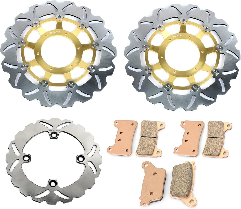 Front Rear Brake Discs Rotors and Pads for Honda CBR 600 RR 2007-2019 Gold Set D58116
