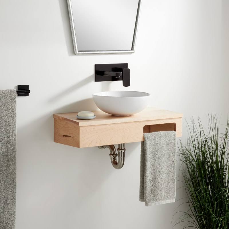 Unfinished Maple Single Vanity Set with Maple Cabinet and Vanity Top B169843
