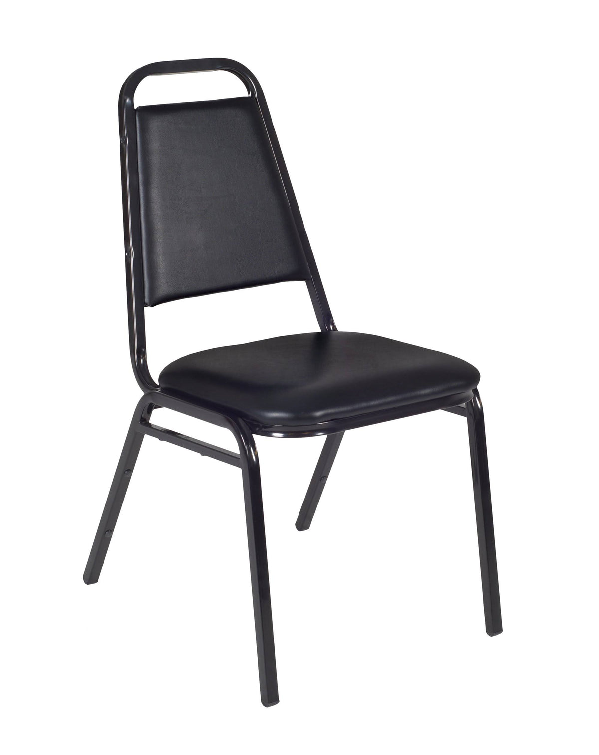 Maple Round Breakroom Table with 4 Black Stack Chairs Q543