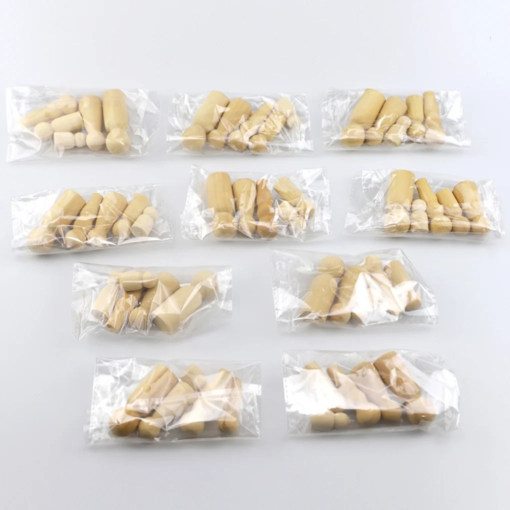 50 Pc Wooden Peg Dolls People Toys G2798