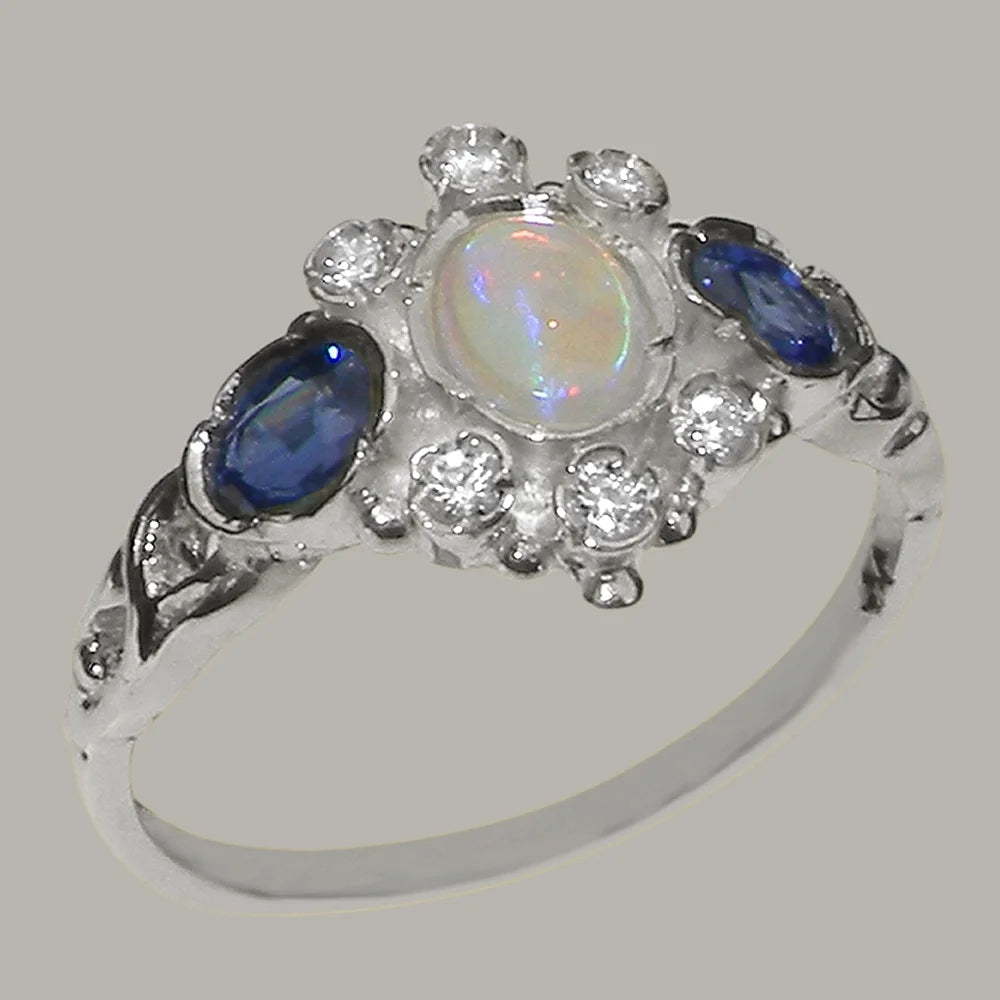 9k White Gold Opal Diamond Ring L8691
