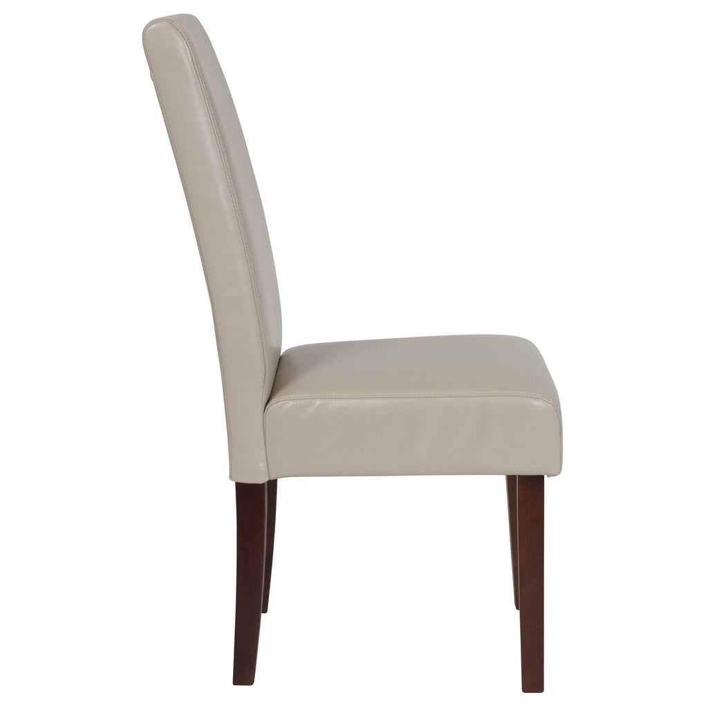Brown LeatherSoft Parsons Chair with Mahogany Legs I80098