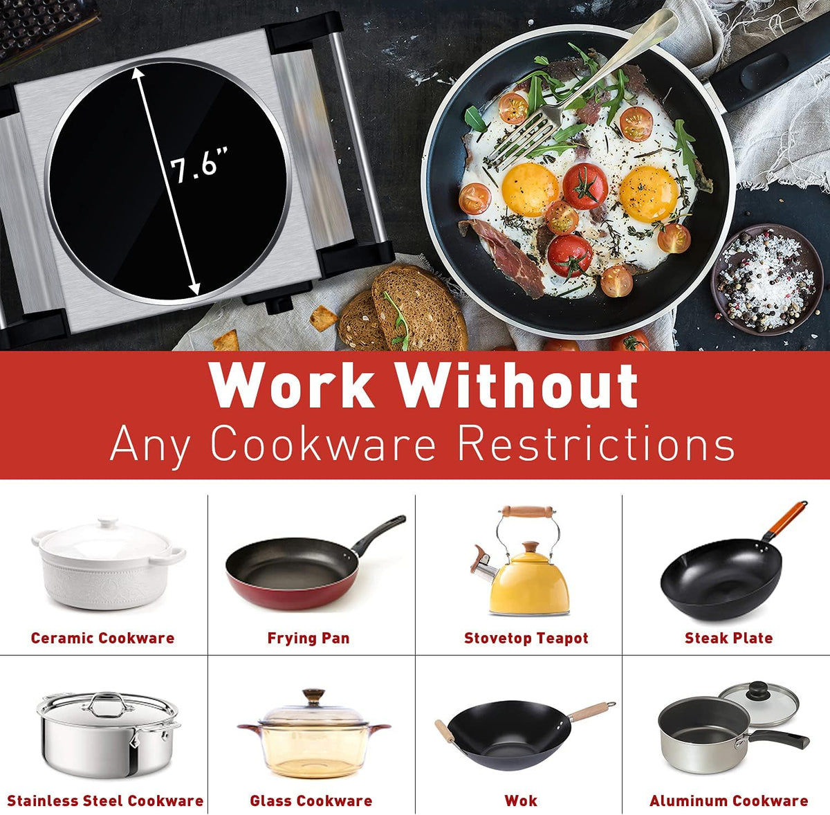 1200W Infrared Ceramic Single Burner Portable Electric Stove J196004