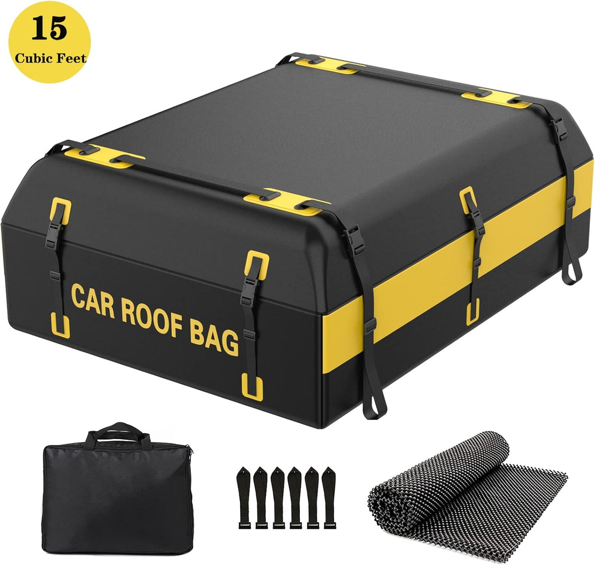 15 Cubic Feet Waterproof Rooftop Cargo Carrier with Anti-Slip Mat V597