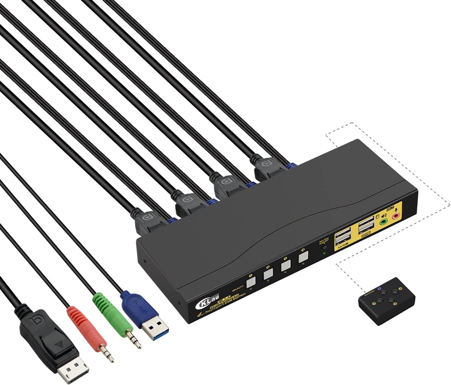 4Kx2K@60Hz DP 1.2 Dual Port Displayport KVM Switch with Audio and Cables B614