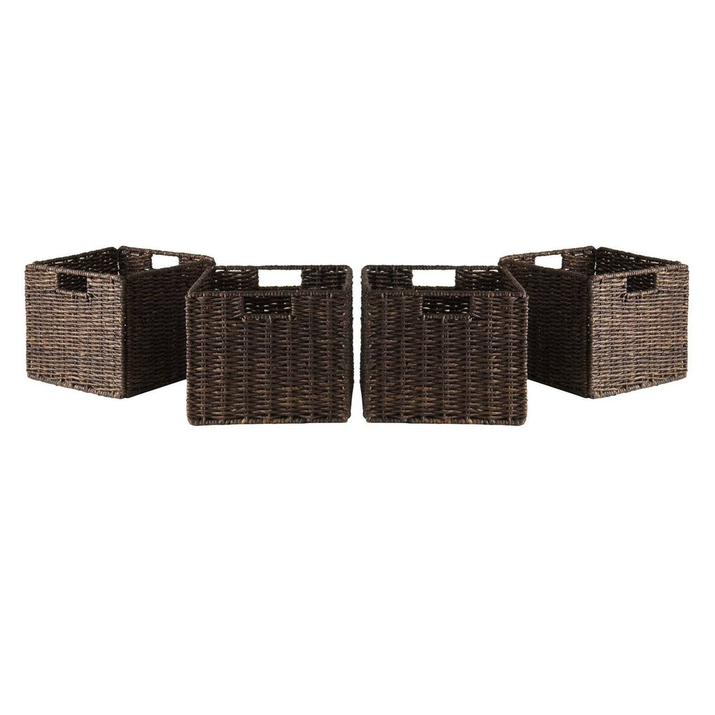 5-Pc Wainscoting Panel Shelf 4 x 2 Cube with 4 Foldable Baskets P962389