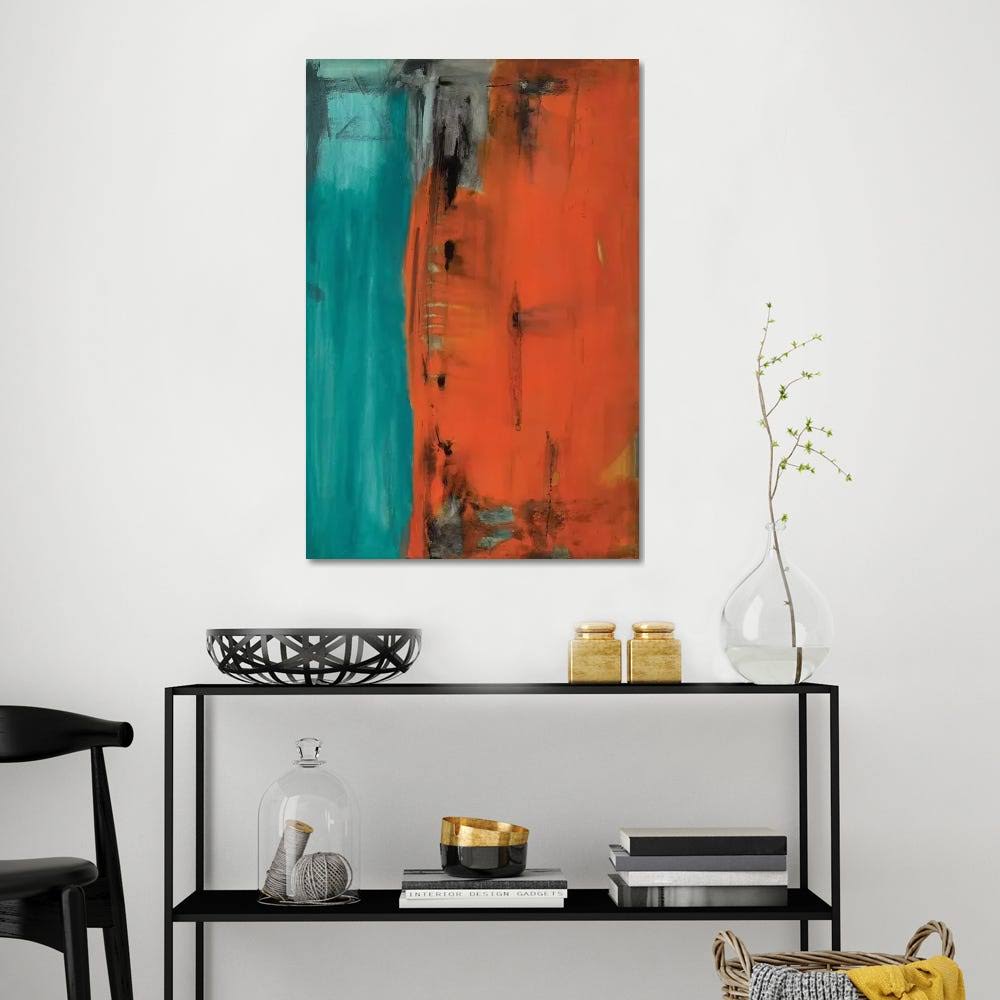 Teal Abstract Canvas Wall Decor Prints O5395