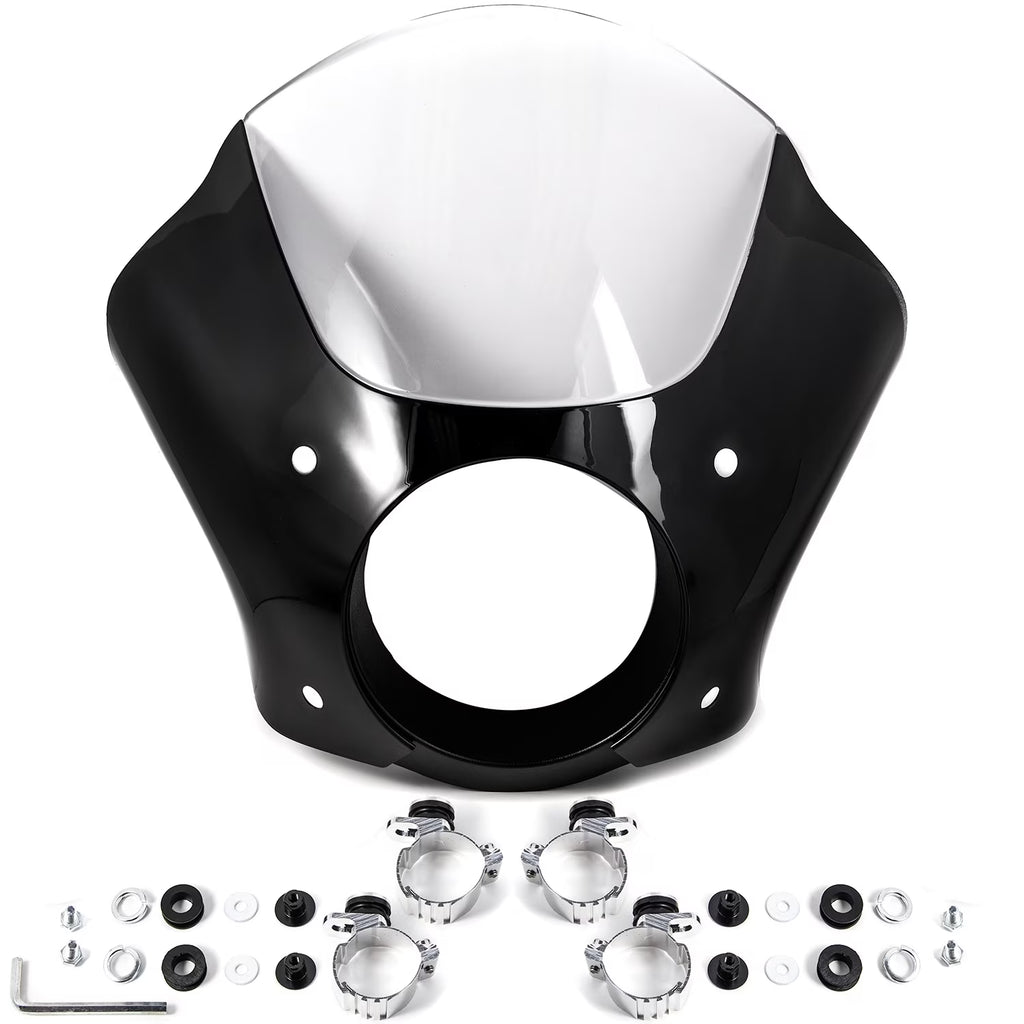 Black Quarter Fairing Windshield Kit with Fork Mounting Hardware R57662