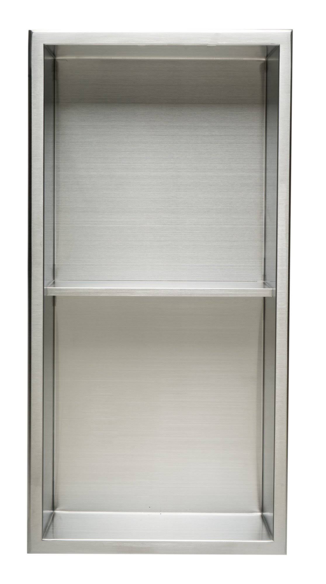 12 x 24 Brushed Stainless Steel Double Shelf Bath Shower Niche Z887
