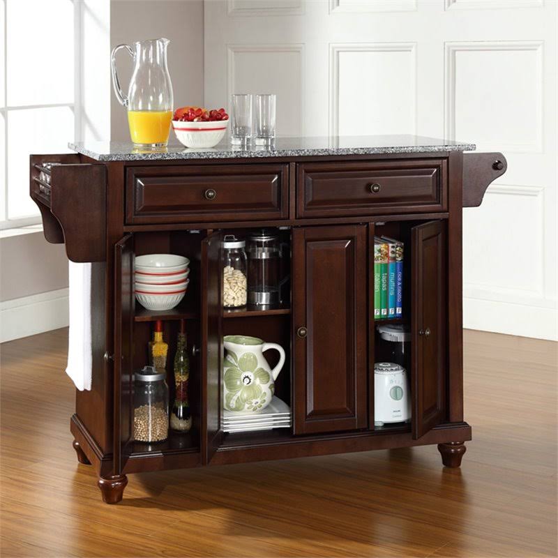 Vintage Mahogany Solid Granite Top Kitchen Island E78635