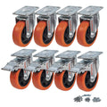 4 inch Swivel Plate PVC Caster Wheels, Heavy Duty Locking Casters (Pack of 8, 4 with Brake & 4 Without) B942589