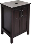 Dark Coffee 24 Inches Single Bathroom Vanity with 2-Door Cabinet and Tempered Glass Sink Top Y9583
