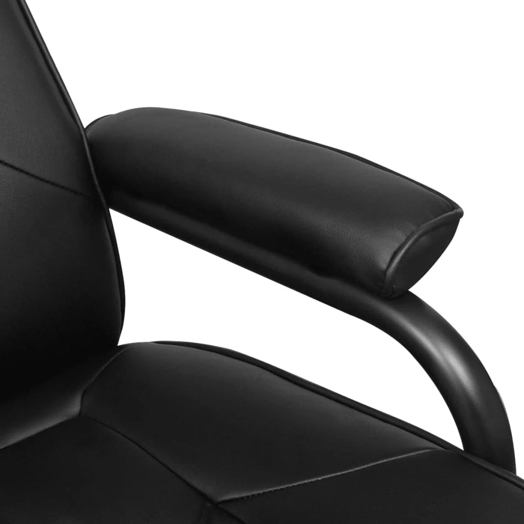 Black Faux Leather Swivel Recliner with Ottoman O7016