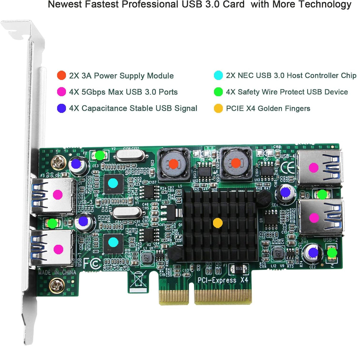 4 Port PCIe USB 3.0 Card Adapter, Pack of 2 P468