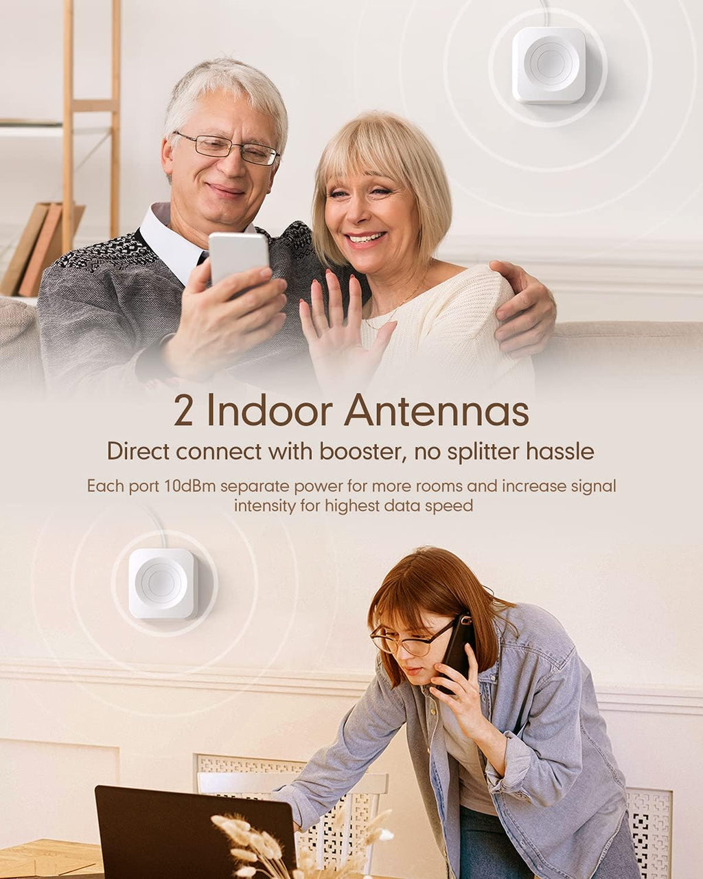 Cell Phone Signal Booster with 2 Indoor Antennas O2469