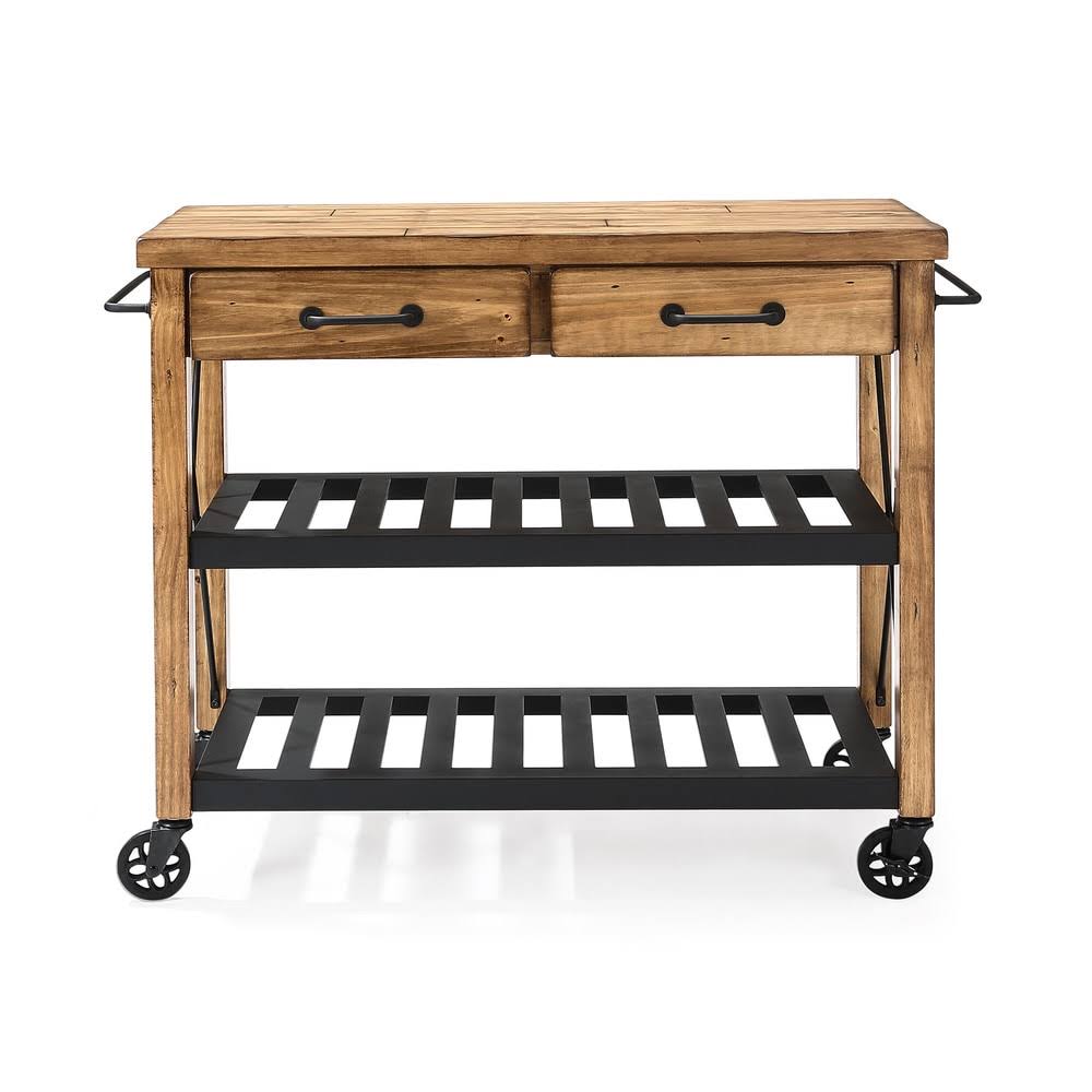 Natural Wood and Metal Kitchen Cart W90882