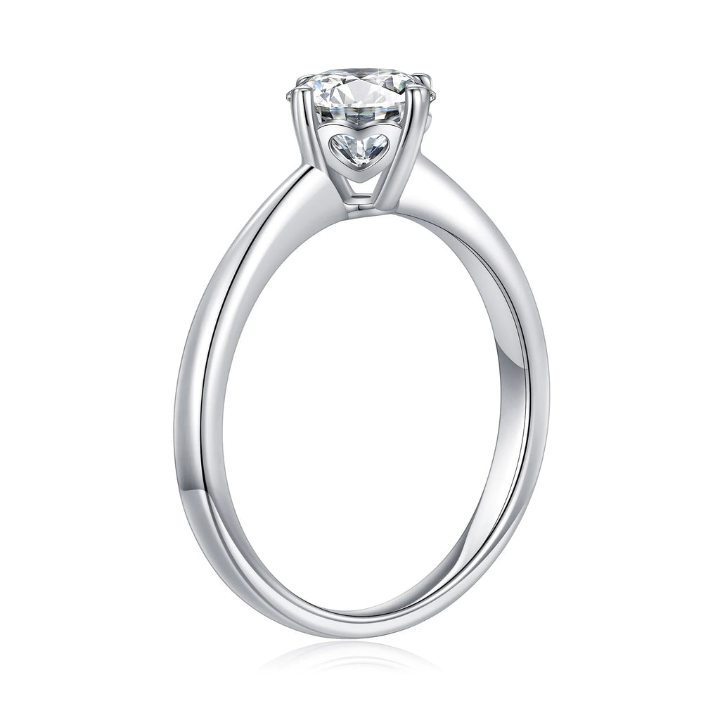 1ct Halo Moissanite Engagement Ring 925 Sterling Silver Four-Prong Round Cut Ring C6541