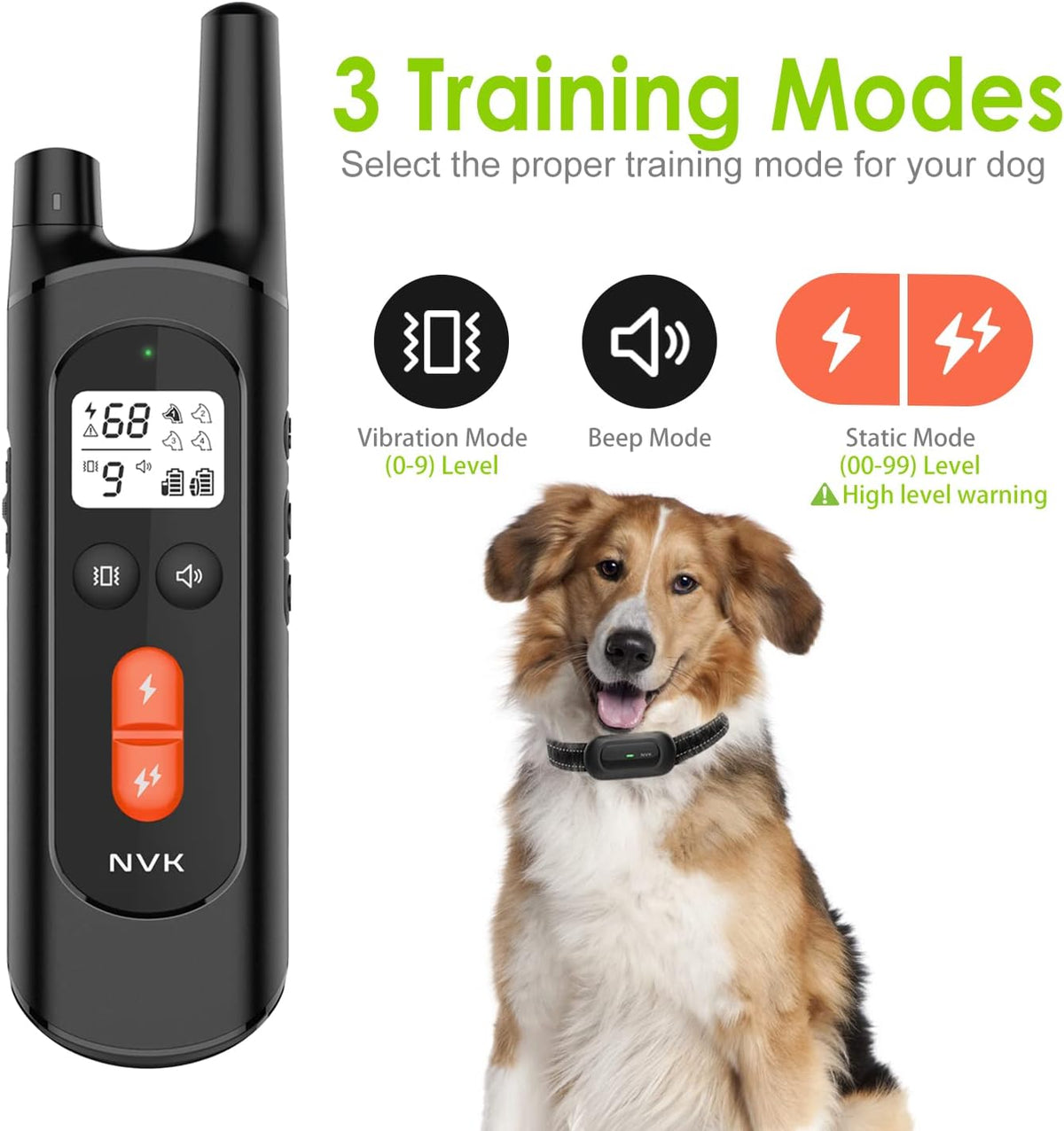 Rechargeable Dog Training Collar with Remote, 3 Modes, Waterproof, Pack of 2 T188