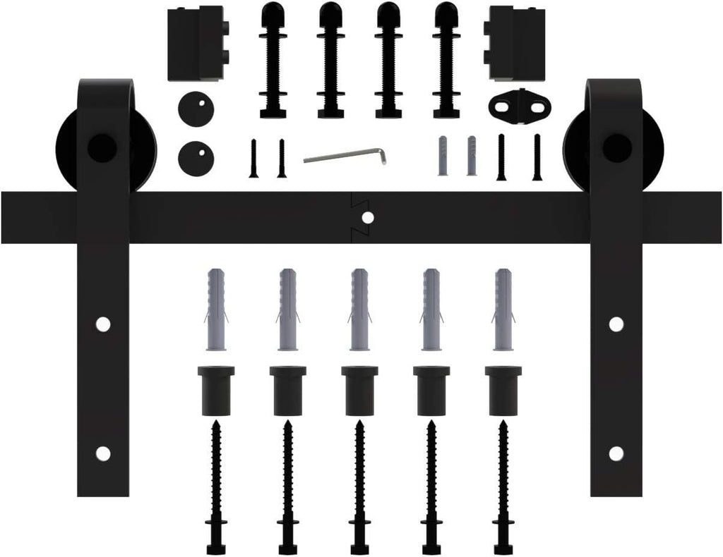 6.6ft Sliding Barn Door Hardware Kit, Carbon Steel, Fit 36"-40" Wide Door Panel, Pack of 2 A169