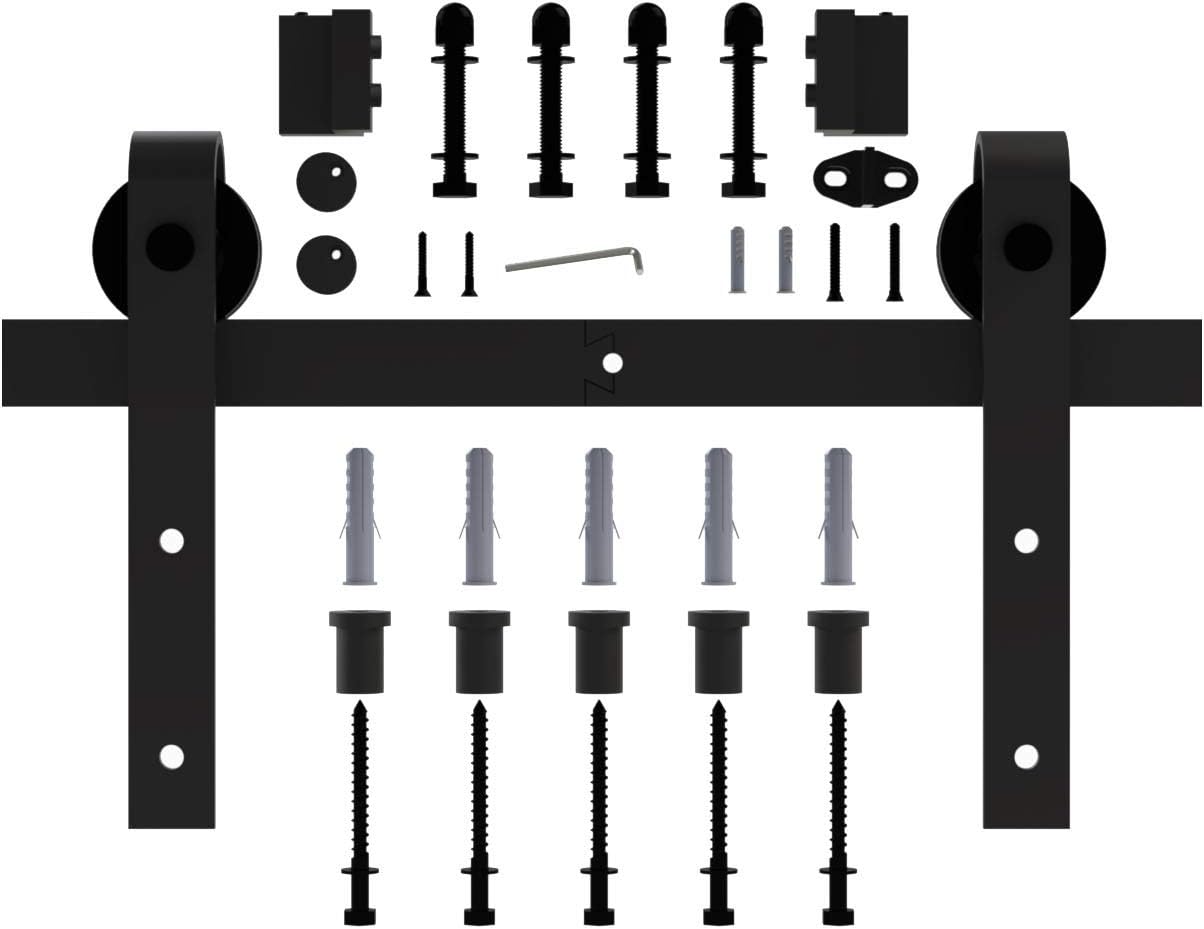 6.6ft Sliding Barn Door Hardware Kit, Carbon Steel, Fit 36"-40" Wide Door Panel, Pack of 2 A169