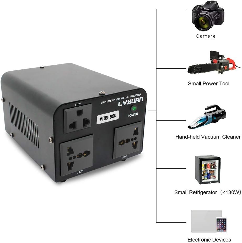 Voltage Transformer Converter 800 Watt Step Up/Down with 1 US Outlets, 2 Universal Outlets Pack of 2 I6578
