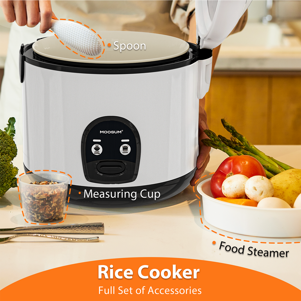 White Electric Rice Cooker with Steamer V63853