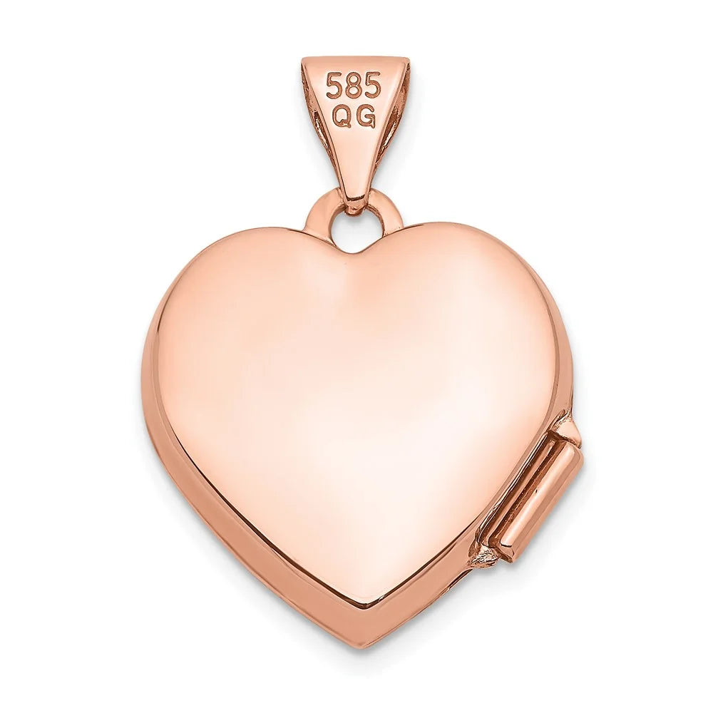 14K Rose Gold Textured Heart Locket Pendant O79452