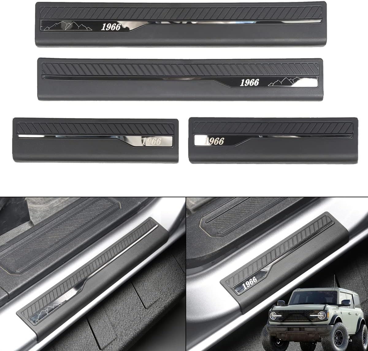 Door Sill Guards Entry Sill Plate Protection 4Pcs/Set ABS Plastic Pack of 2 D875