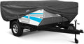 Waterproof Folding Camping Travel Trailer Storage Cover, 300D Polyester, Fits Length 16'-18', Gray F485