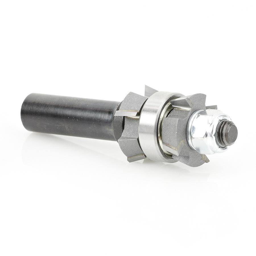 Carbide Tipped Double Bevel Trim Cutter Assembly 15 Deg x 1 inch Dia x 1/4 x 1/2 Shank with Center Ball Bearing A221