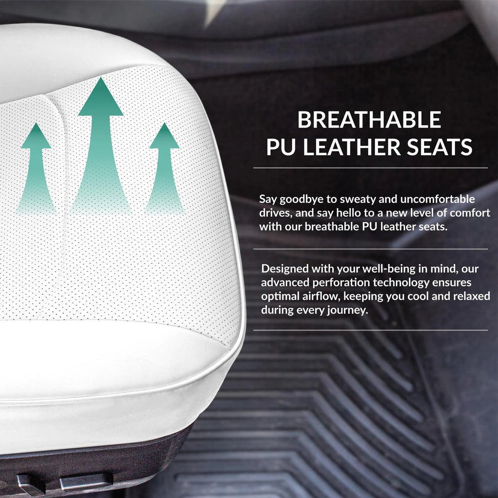 White Faux Leather Front Seat Covers I45339