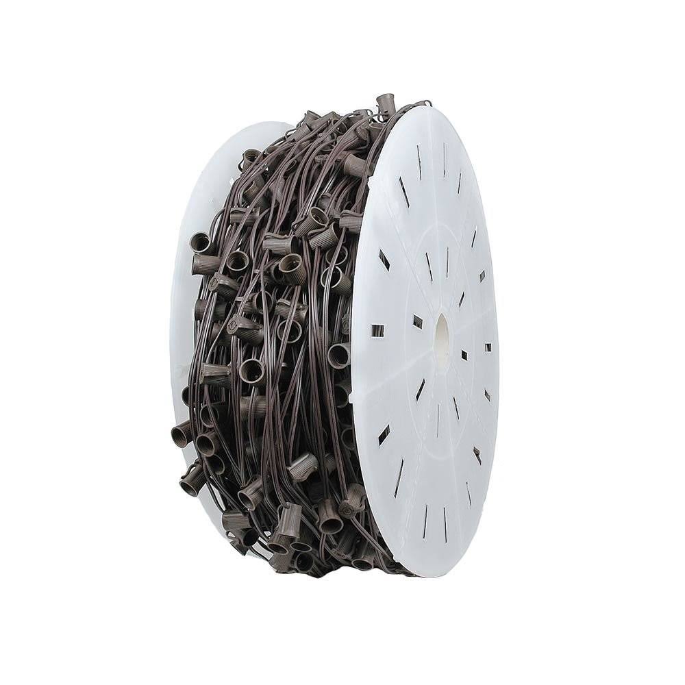 C7 Christmas Stringer Bulk Reel, Brown Wire, 12x22 Spacing, Candelabra Base C592864