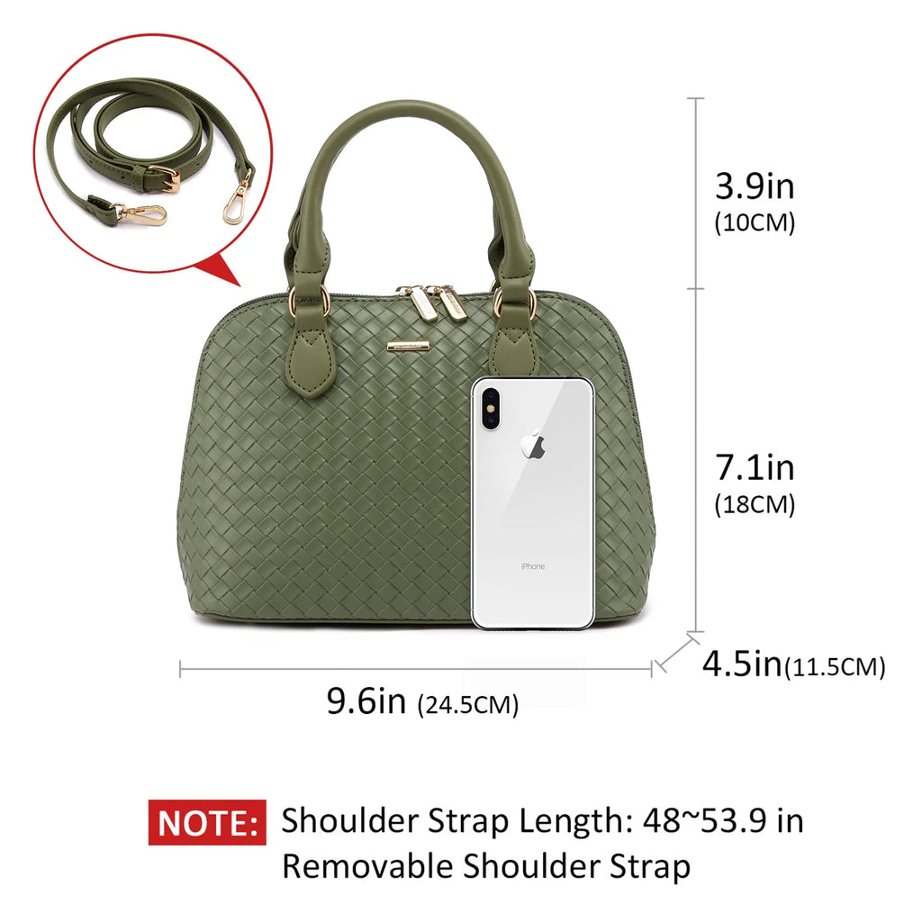 Dome Satchel Handbags with Double Zipper V821969
