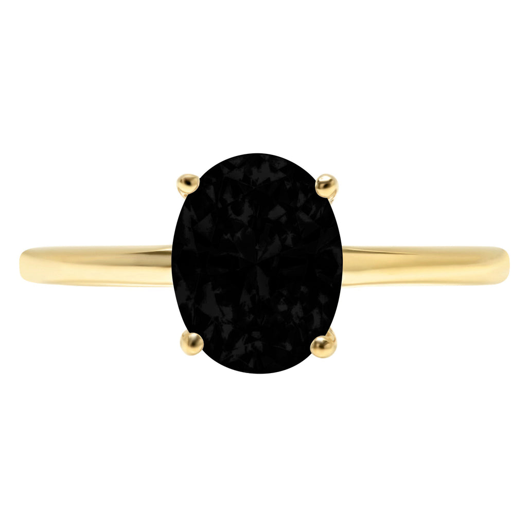 2.5ct Oval Cut Black Onyx 14k Yellow Gold Ring R642