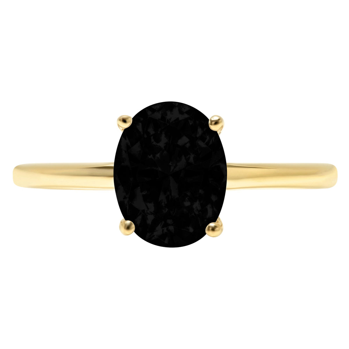 2.5ct Oval Cut Black Onyx 14k Yellow Gold Ring R642