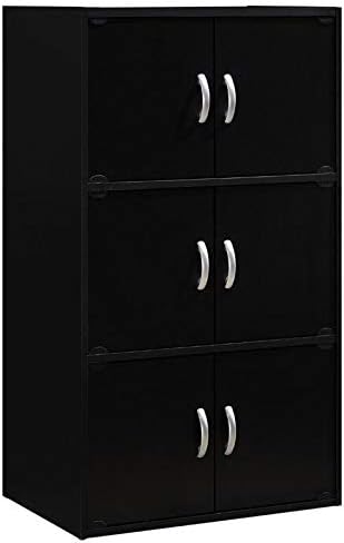 3 Shelf 6 Door Bookcase in Black M45465