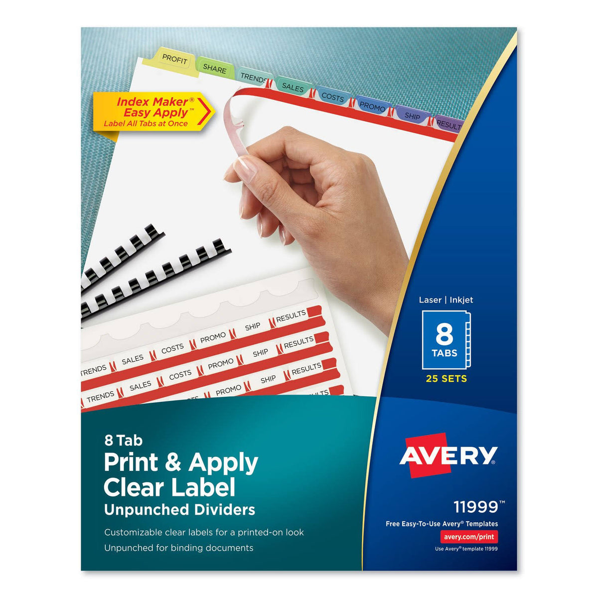 Clear Label Unpunched Dividers, 8-Tab, Ltr, 25 M4561