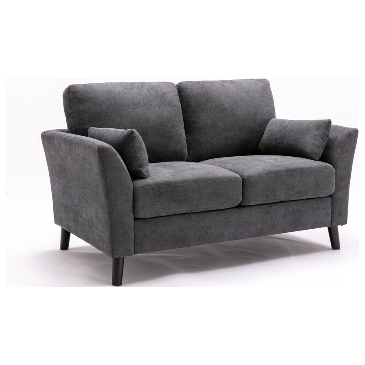 Gray Velvet Fabric Loveseat F90653