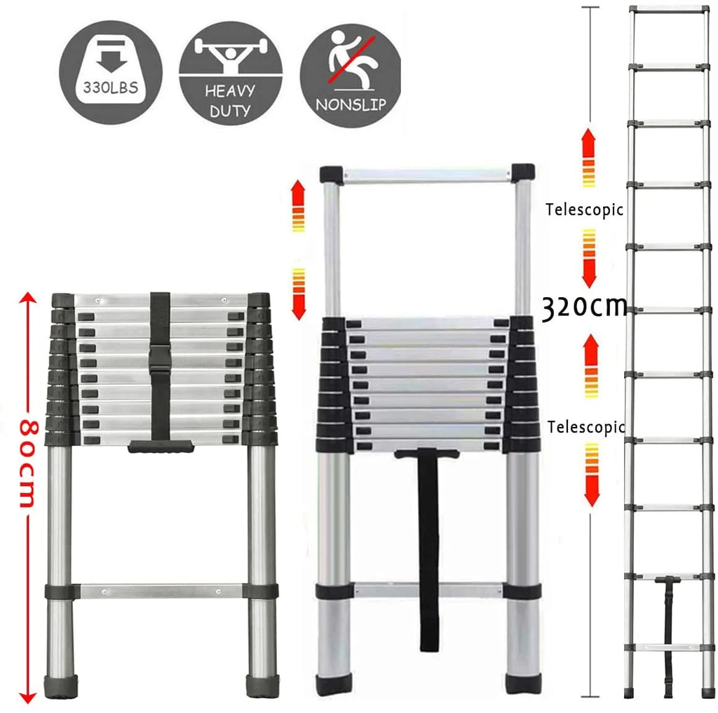 Stainless Steel 11 Step Telescopic Extension Ladder F47788
