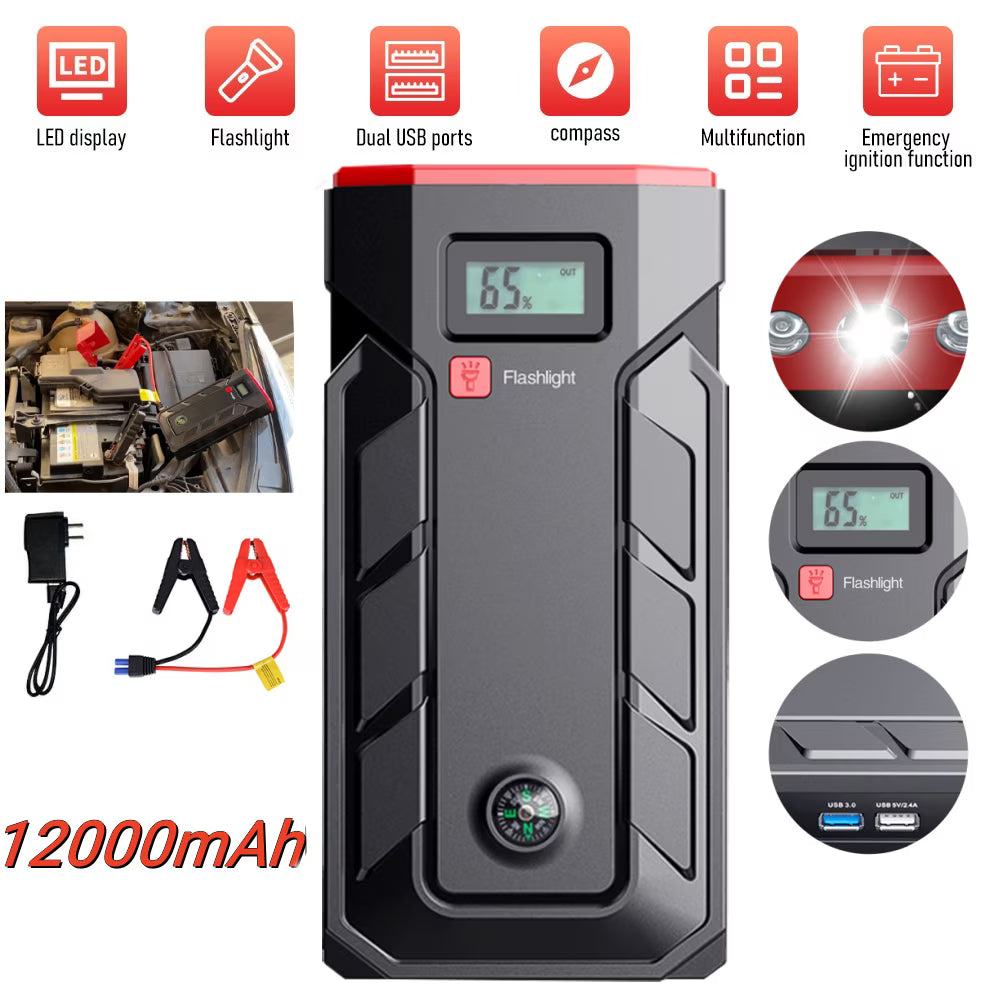 600A Portable Car Battery Jump Starter with Smart Jumper Cables V335536