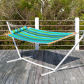 Blue and Green Stripe Quilted Hammock with Stand and Pillow X724020