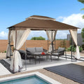 13x10 Outdoor Patio Gazebo Canopy Tent With Ventilated Double Roof And Mosquito Net D38780