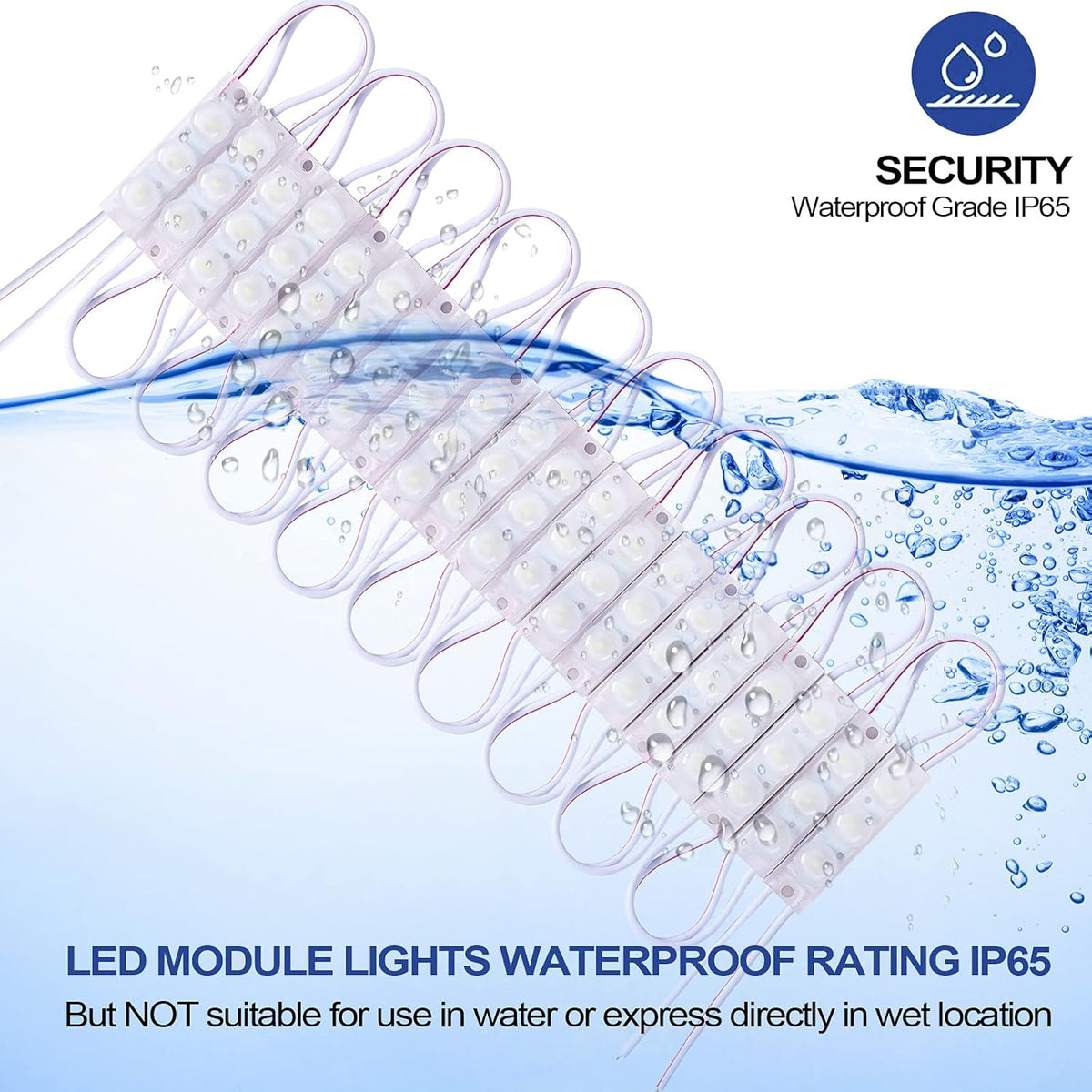 200 Pcs Waterproof LED Module Lights, 0.72W DC12V 6500K, White Light Pack of 2 Z617036