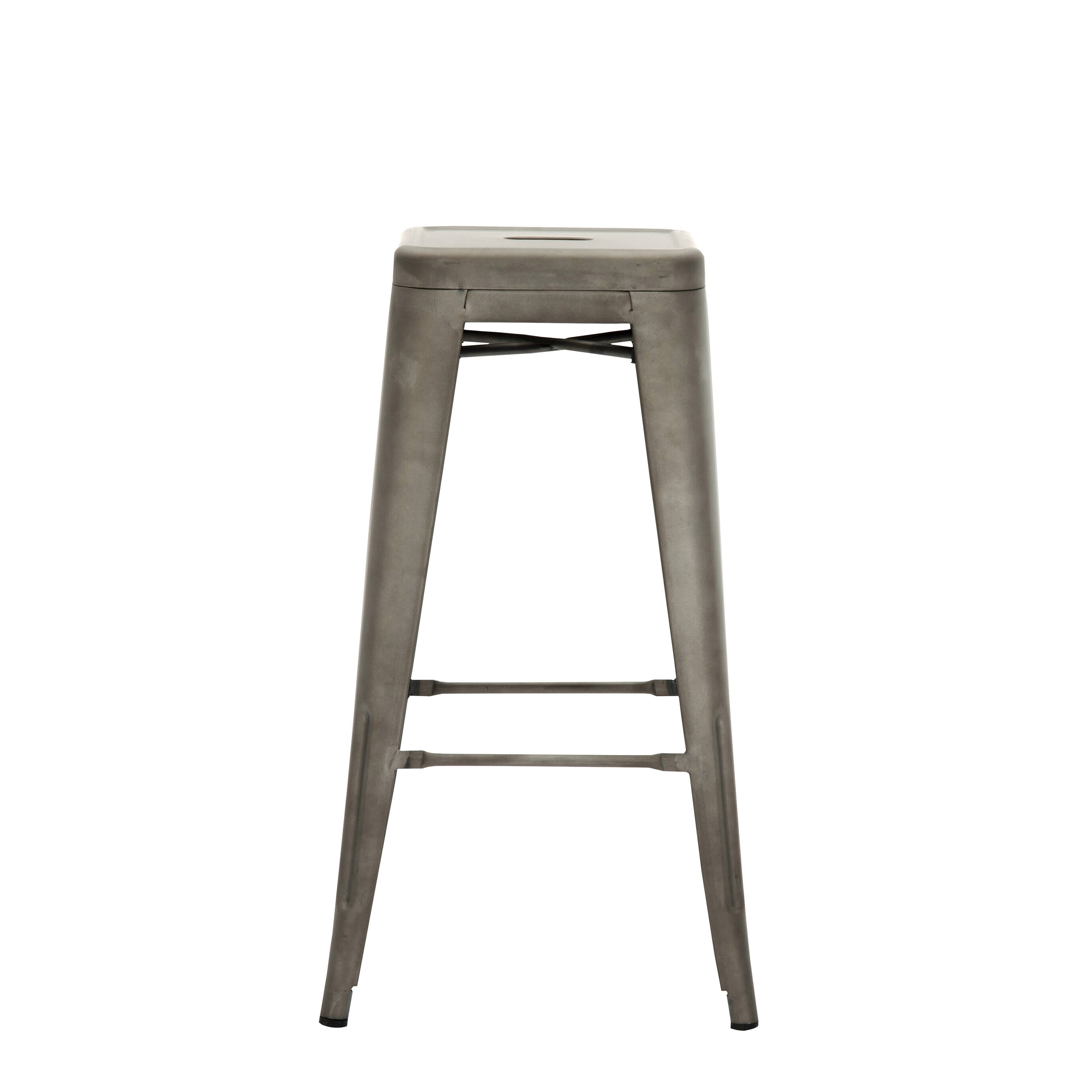 Metal Bar Stool Set of 4 Gunmetal Gray J687514