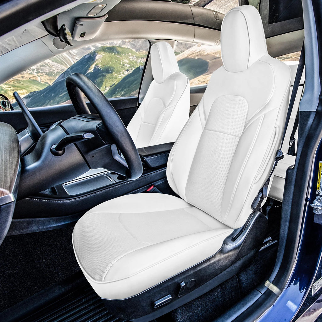 White Faux Leather Front Seat Covers I45339