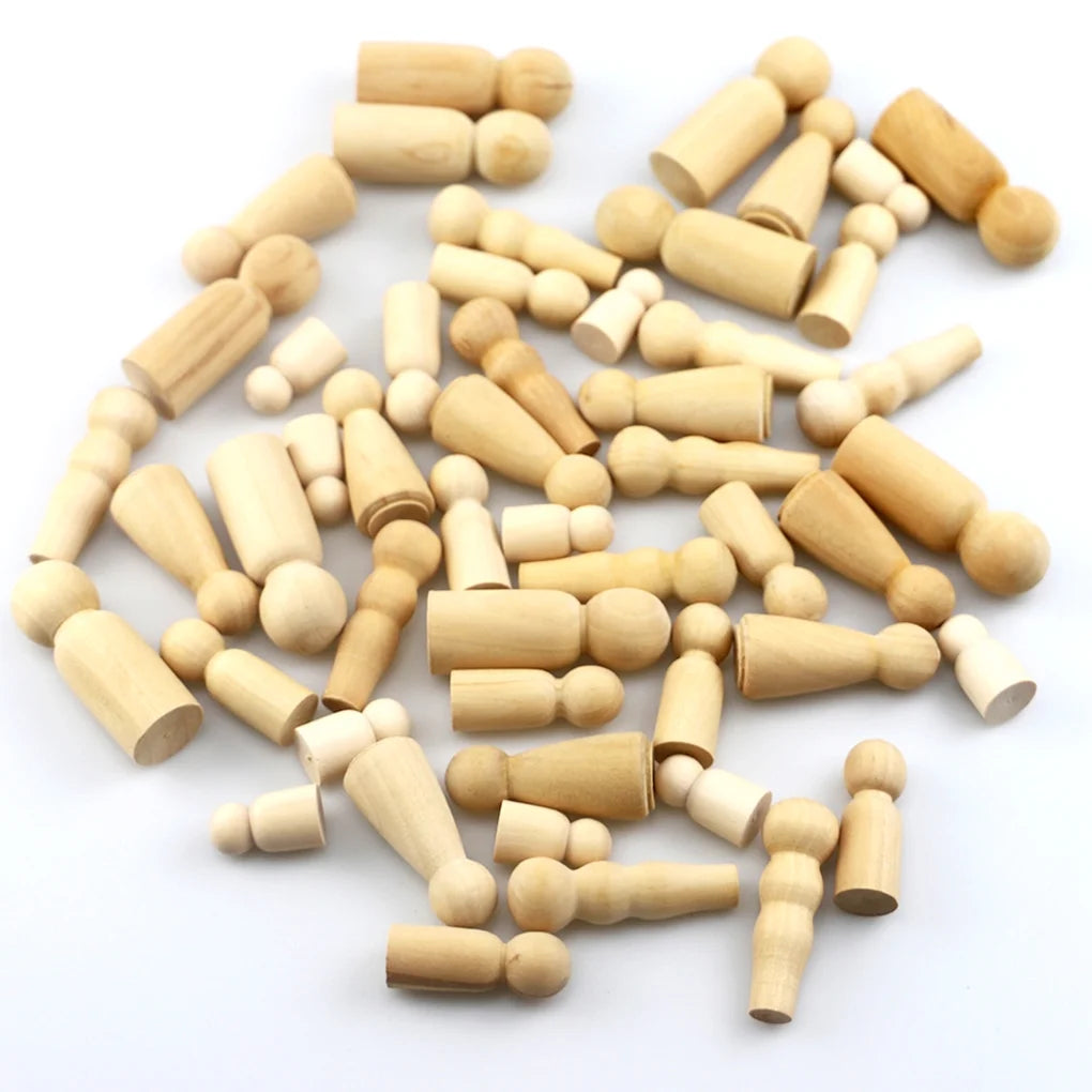 50 Pc Wooden Peg Dolls People Toys G2798