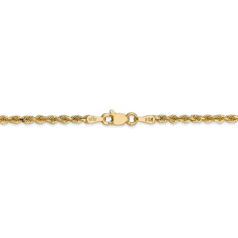 14kt Yellow Gold Diamond Cut Rope Chain with Lobster Clasp, 16 inch B2424